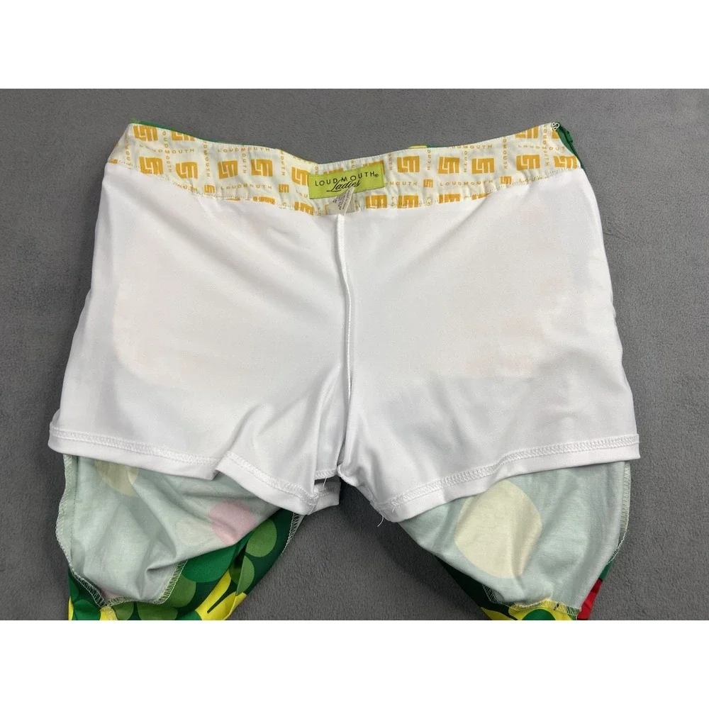 Loudmouth Skort Women 10‎ Green Flower Power Retro Pickleball Golf Active Skirt
